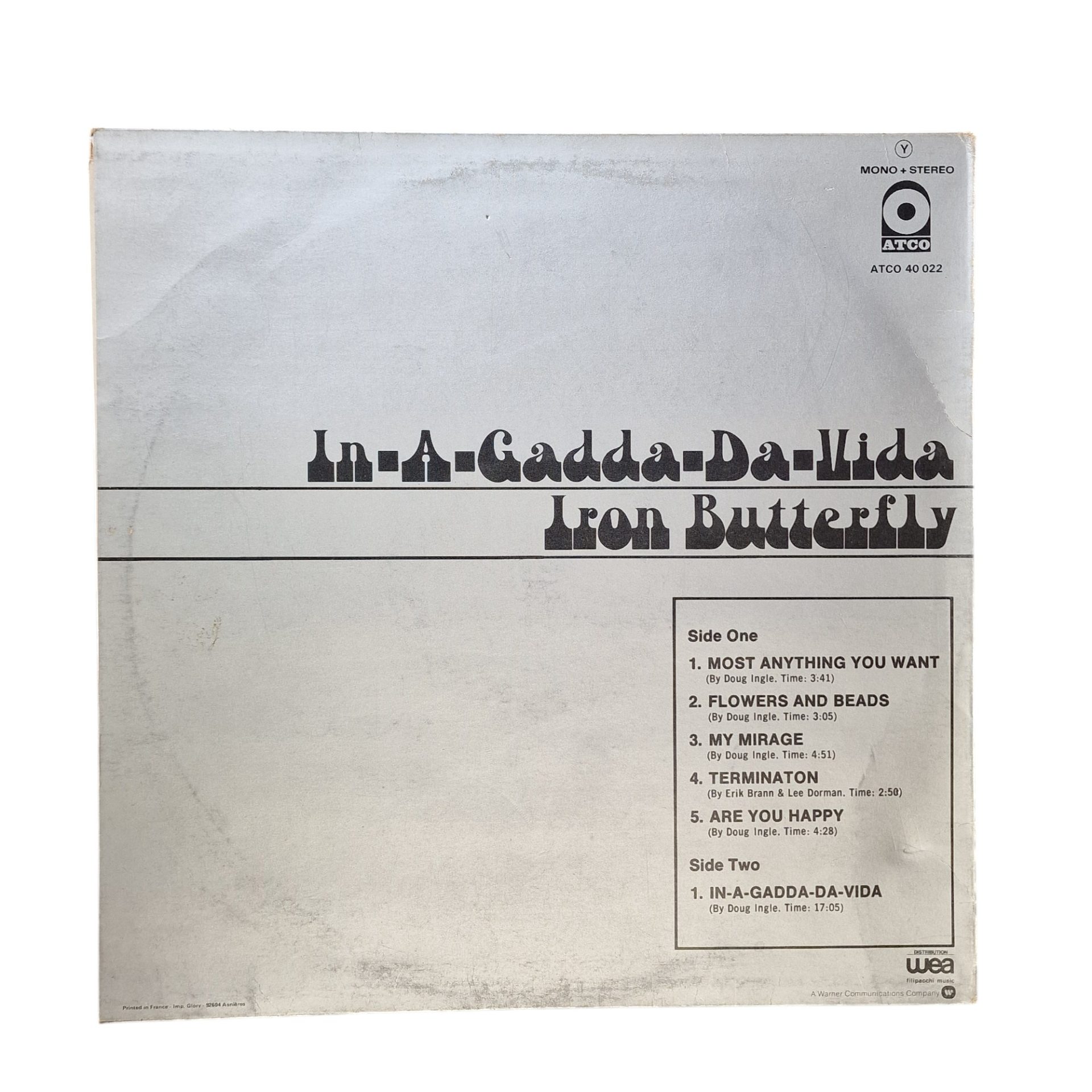 Iron Butterfly – In-A-Gadda-Da-Vida (1972, França, Reedição, ATCO Records)