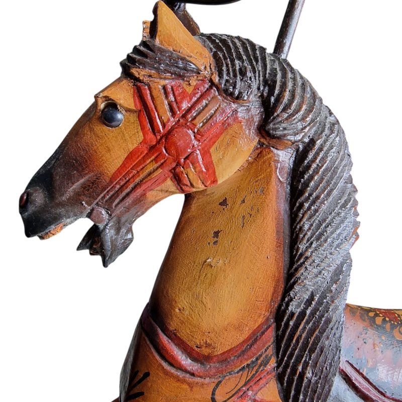 Triciclo Antigo de Madeira e Metal com Figura de Cavalo – Final do Século XIX / Início do Século XX