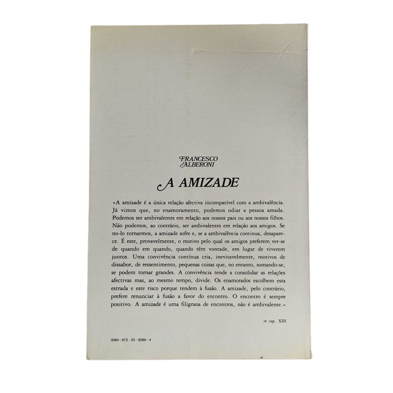 A Amizade – Francesco Alberoni (6ª Edição, 1989)
