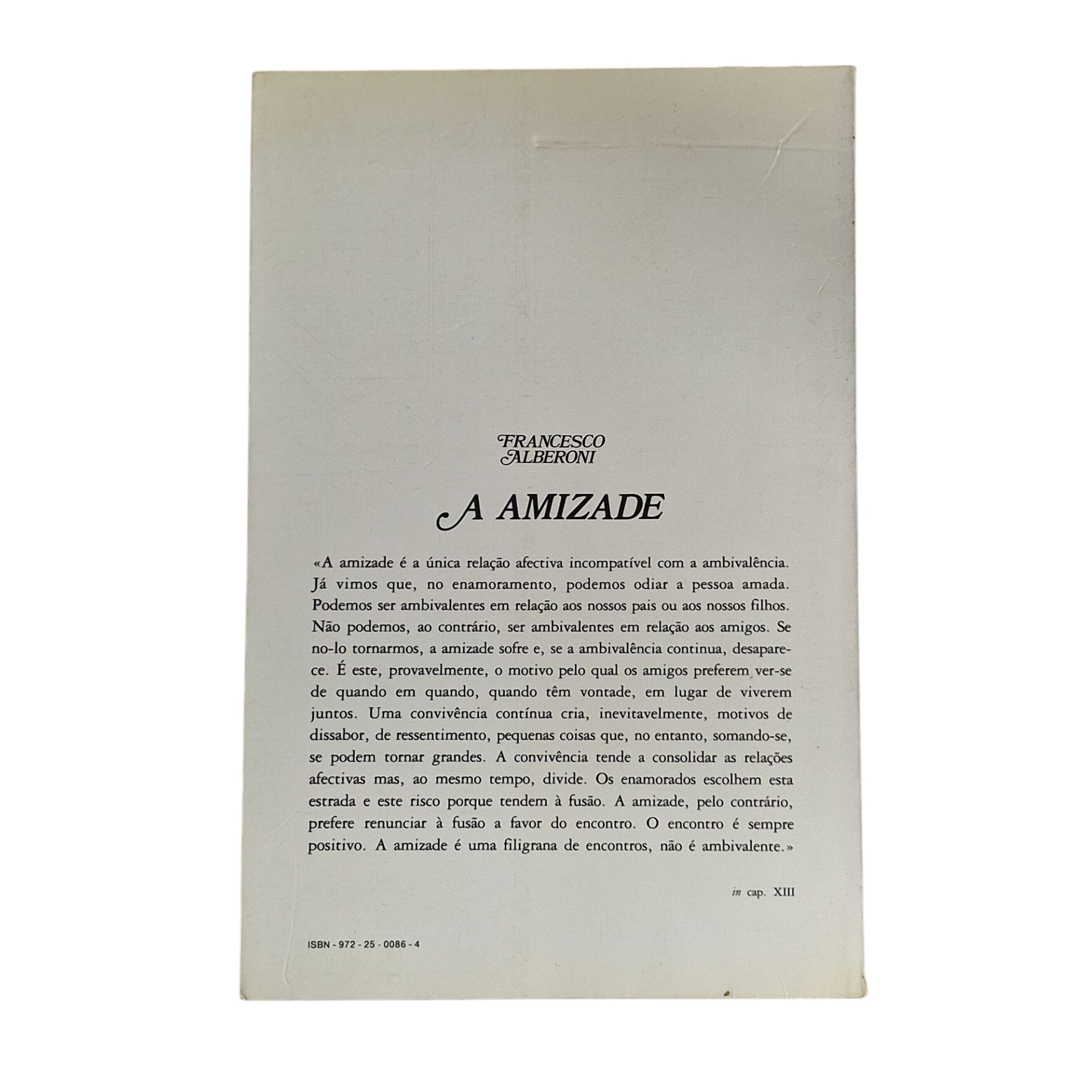 A Amizade – Francesco Alberoni (6ª Edição, 1989)