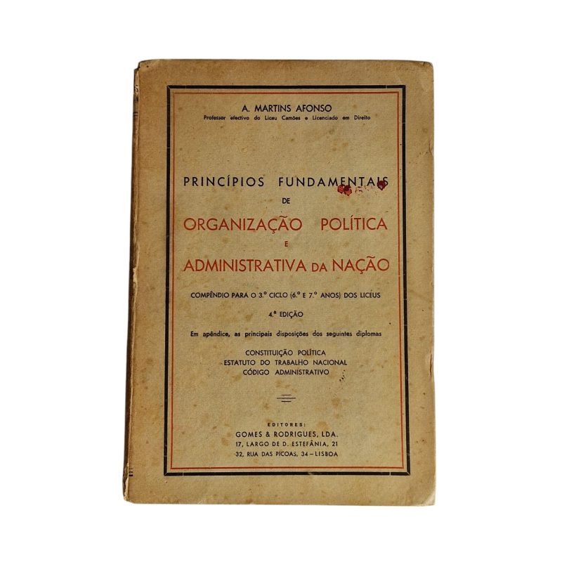 Princípios Fundamentais de Organização Política e Administrativa da Nação – A. Martins Afonso (4.ª Edição, 1946)