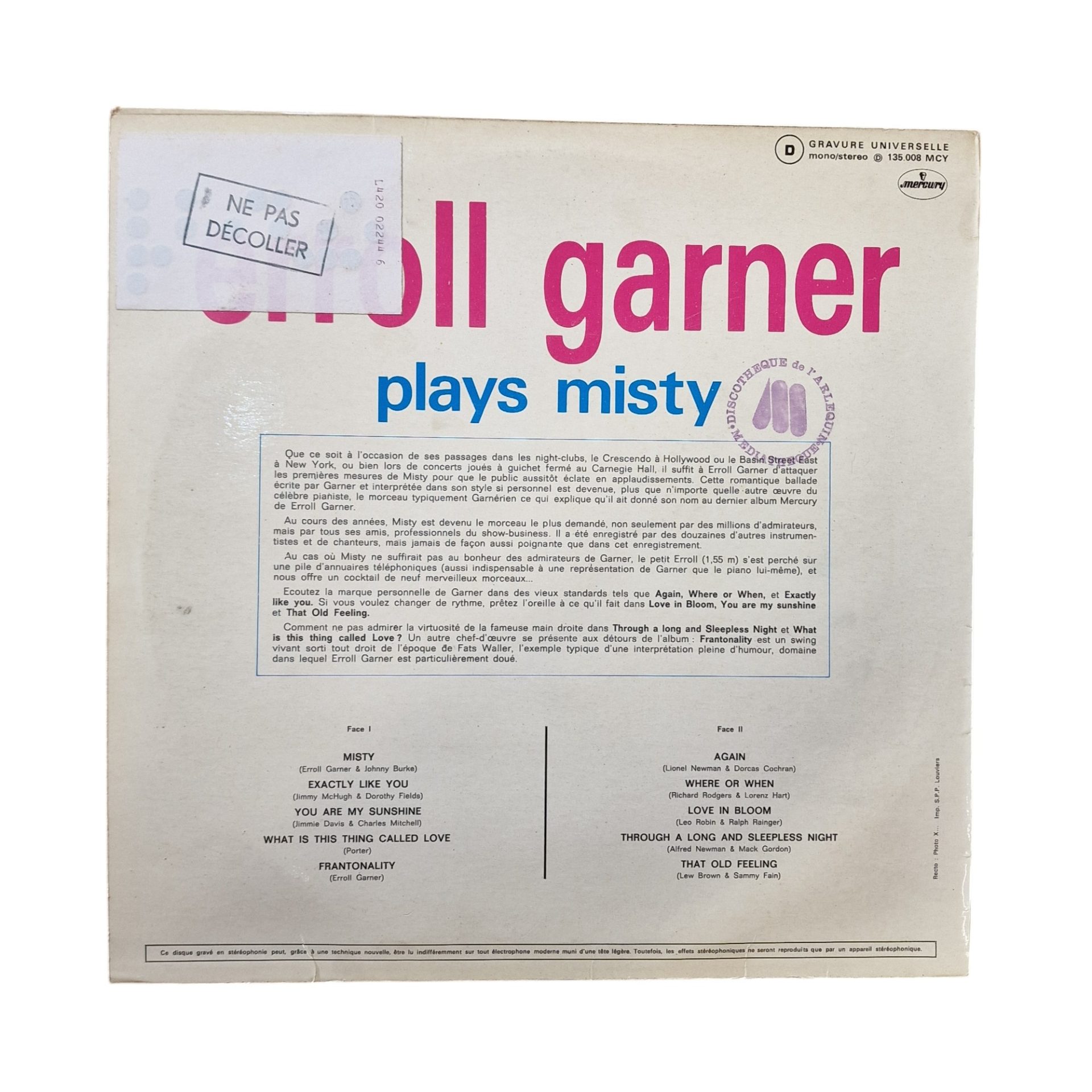 Erroll Garner Plays Misty