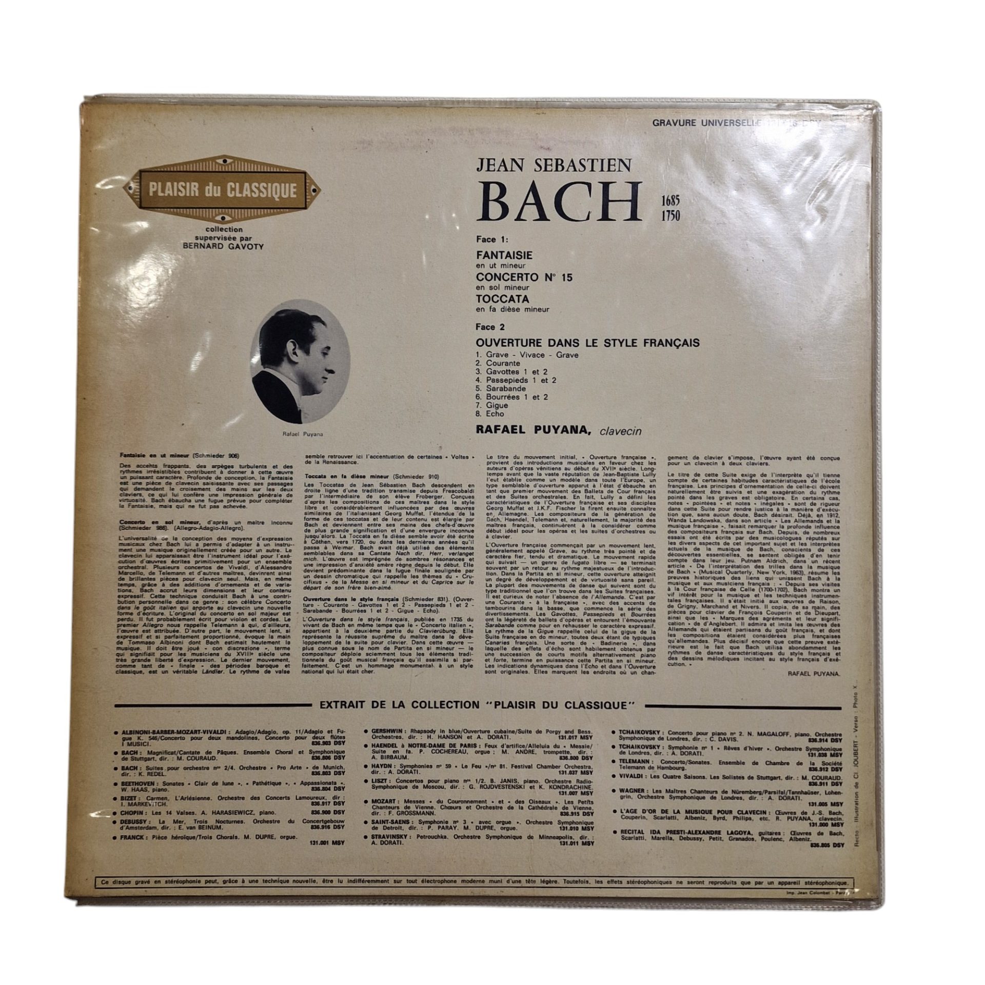 J. S. Bach; Rafael Puyana, Partita 6 - Fantasie en ut mineur. Concerto en sol mineur.