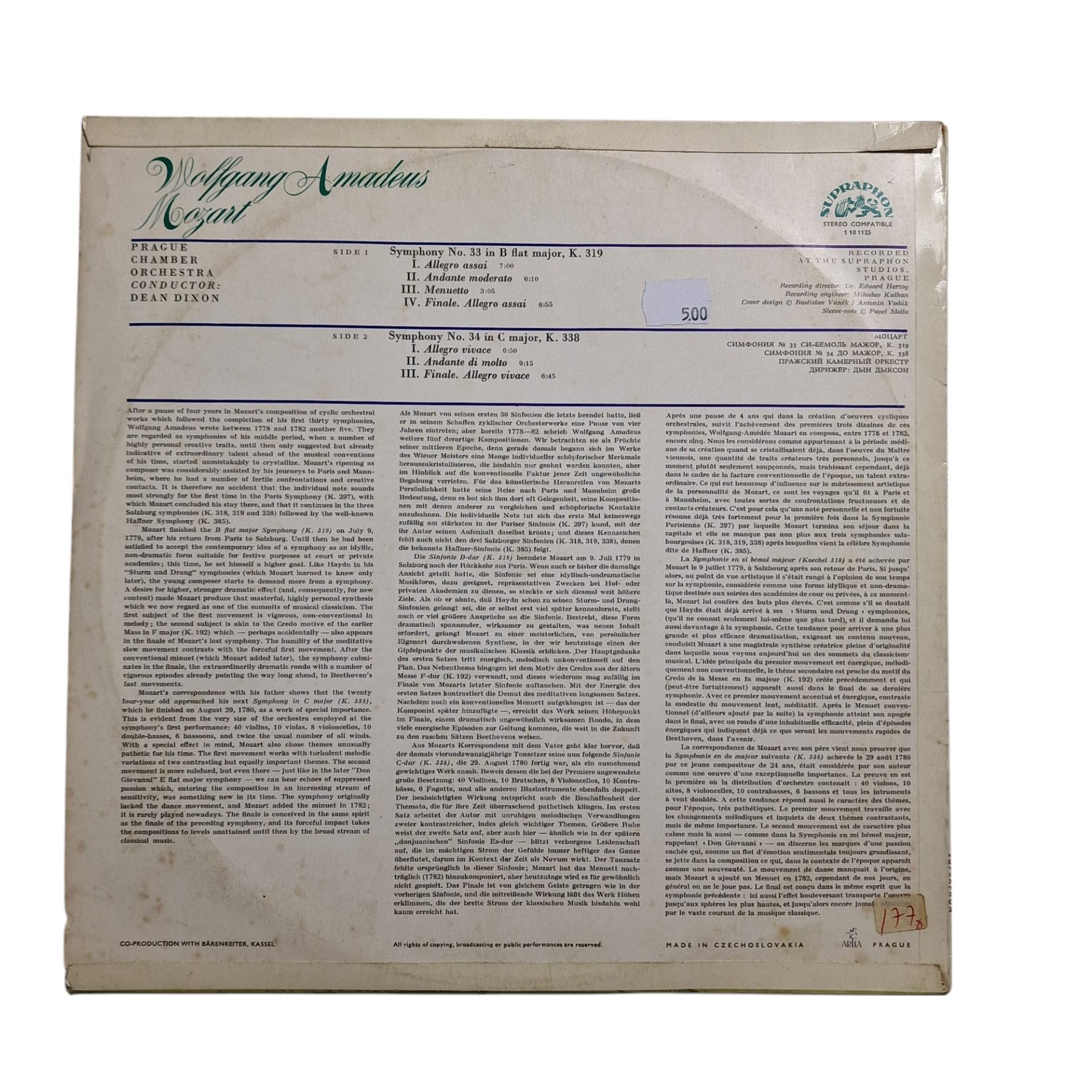Mozart - Symphony No. 33 In B Flat Major, Symphony No. 34 In C Major