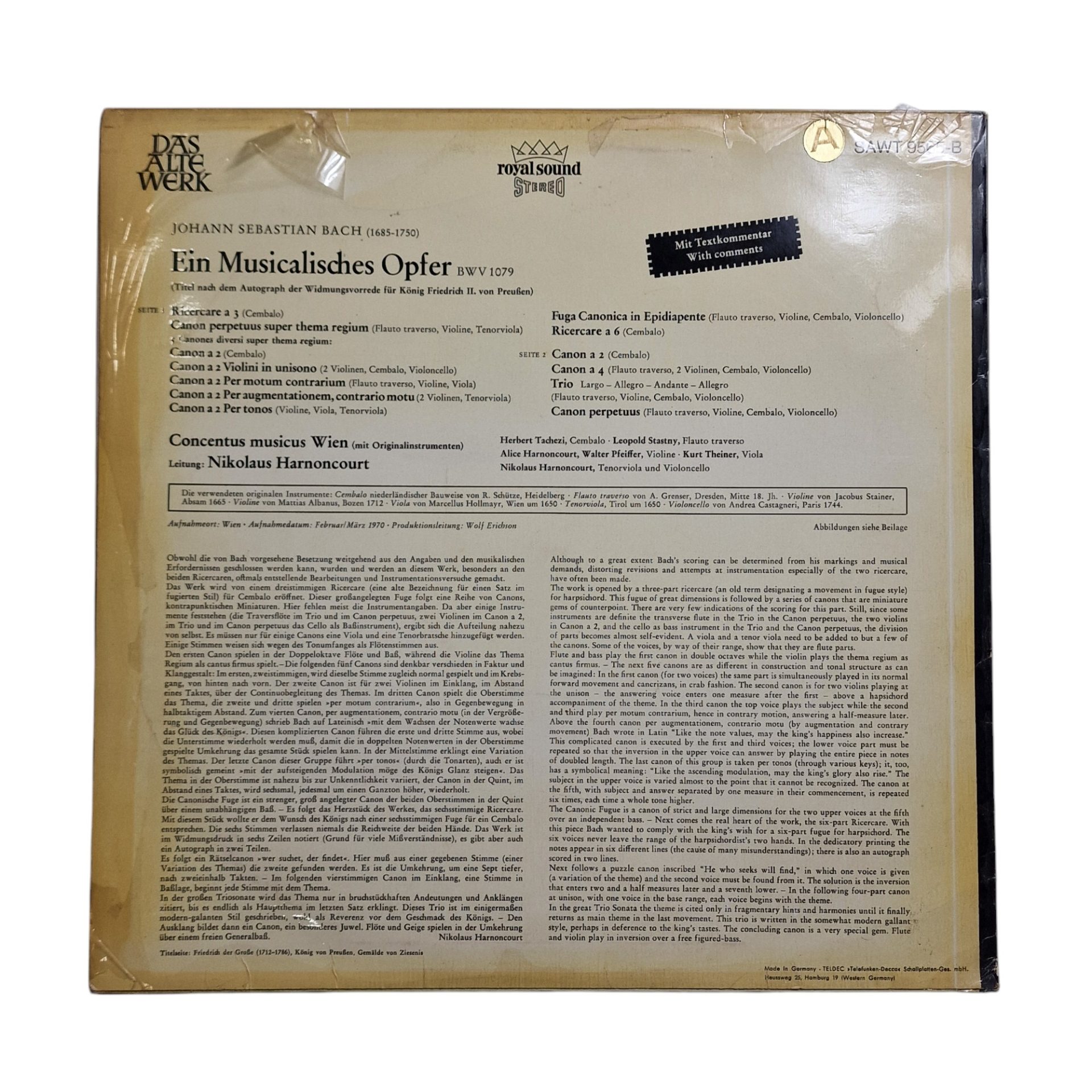 Musikalisches Opfer auf Originalinstrumenten