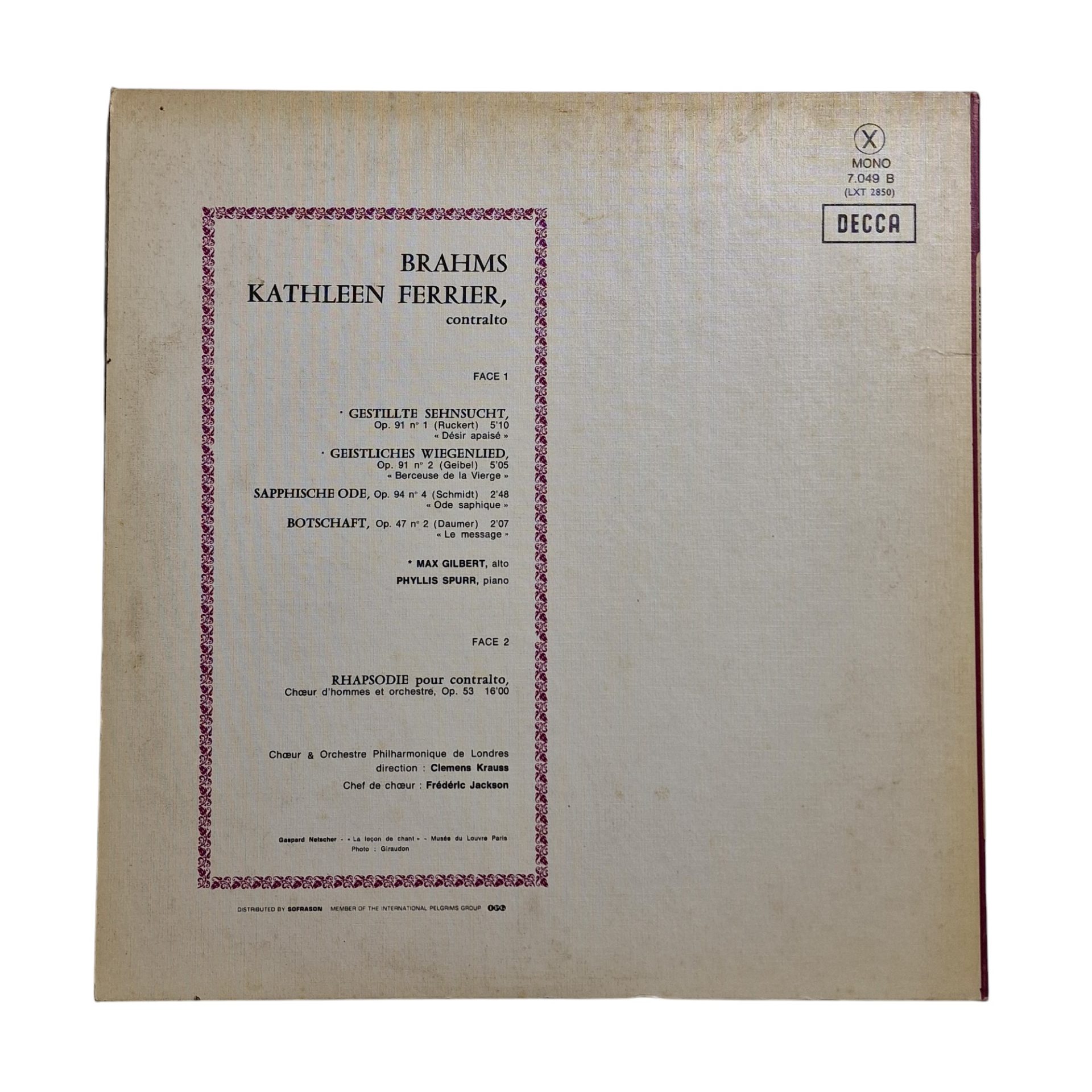 Quatre Melodies - Rhapsodie Pour Contralto