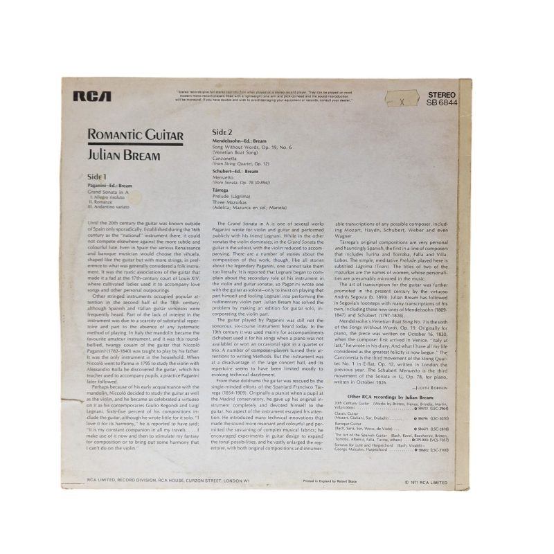 Romantic Guitar - Julian Bream - (1970)