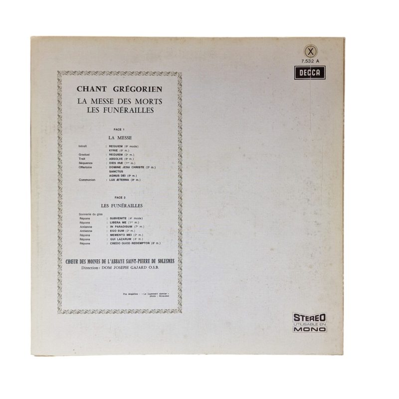 La Messe des Morts – Les Funérailles (Chœur des Moines de l'Abbaye Saint-Pierre de Solesmes, 1967)