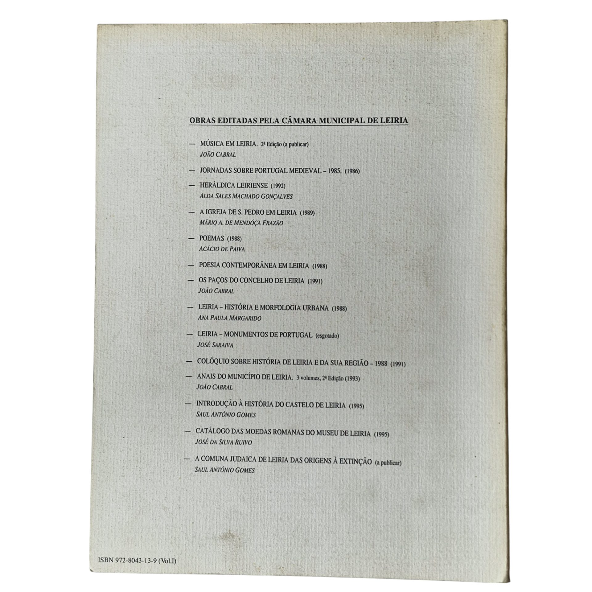 II Colóquio sobre História de Leiria e da sua Região – Actas, Volume I (1995)