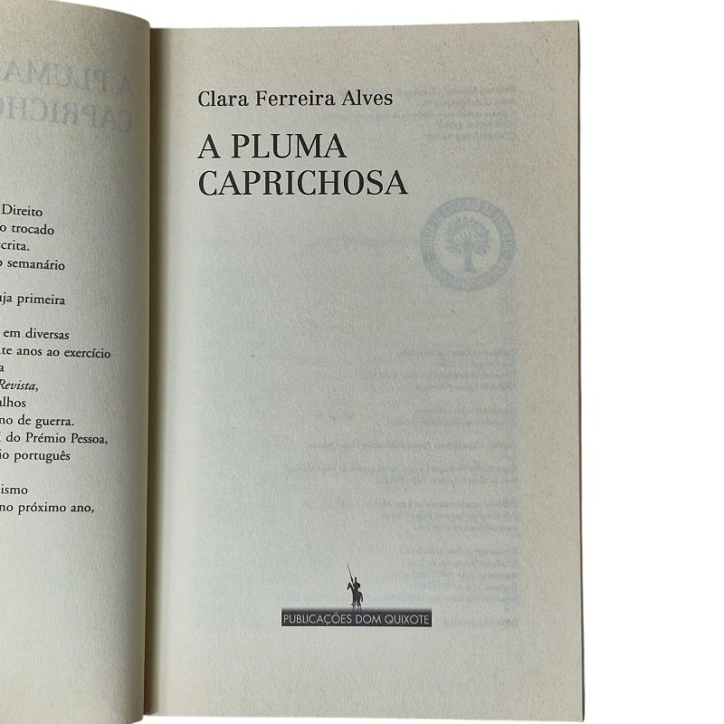 A Pluma Caprichosa I – Crónicas – Clara Ferreira Alves (2001)