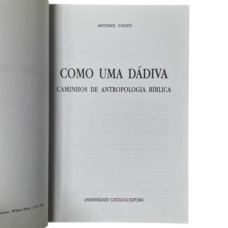 Como uma Dádiva: Caminhos de Antropologia Bíblica – António Couto (2002