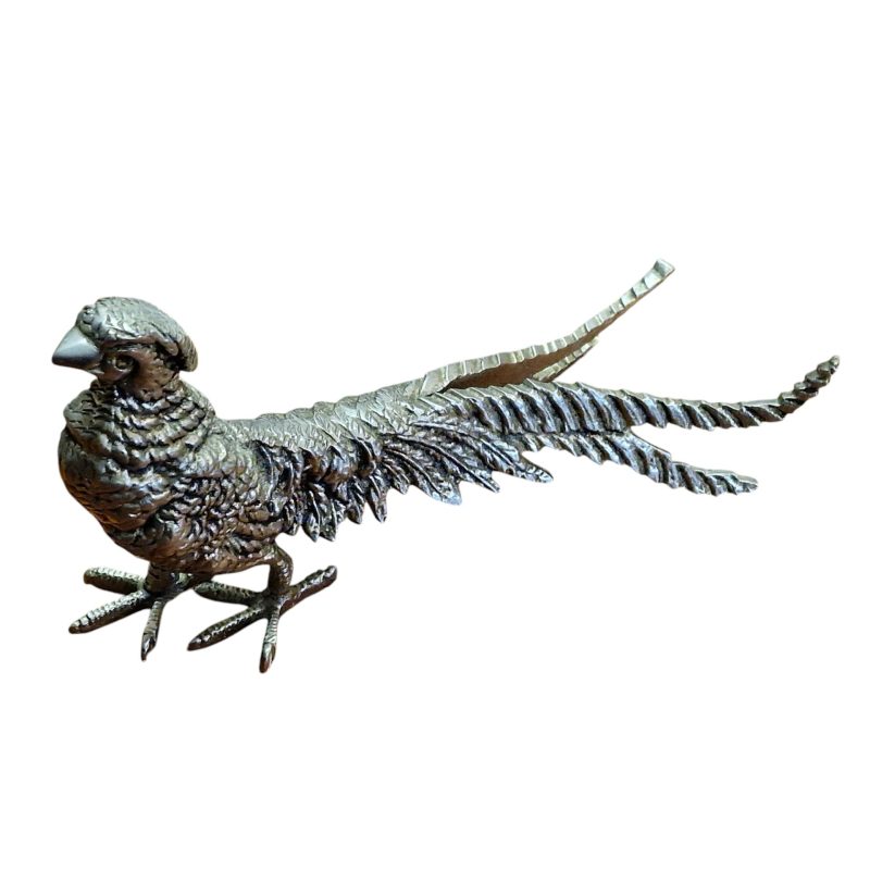 Par de Estatuetas Metálicas de Faisões