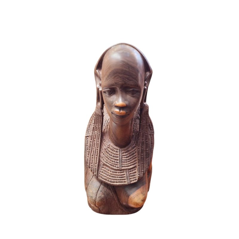 Busto Africano de Mulher em Madeira Esculpida