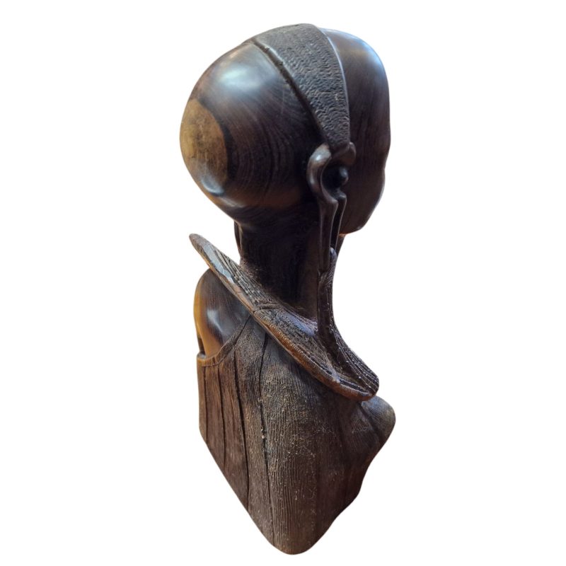 Busto Africano de Mulher em Madeira Esculpida