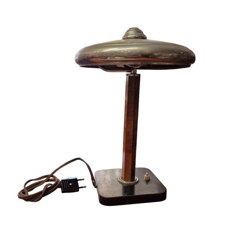 Candeeiro Art Déco – Madeira e Metal Cromado