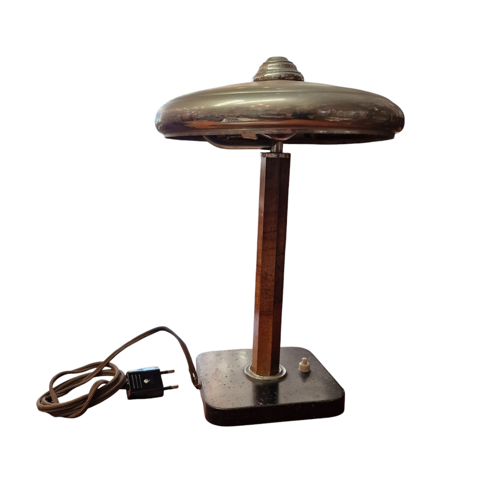 Candeeiro Art Déco – Madeira e Metal Cromado