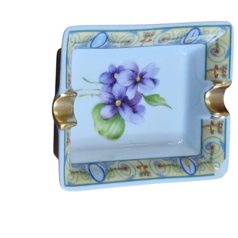 Cinzeiro floral em porcelana de Limoges – Atelier du Tabalou