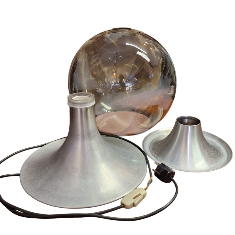 Candeeiro de mesa Raak com cúpula em vidro fumado – 1970s