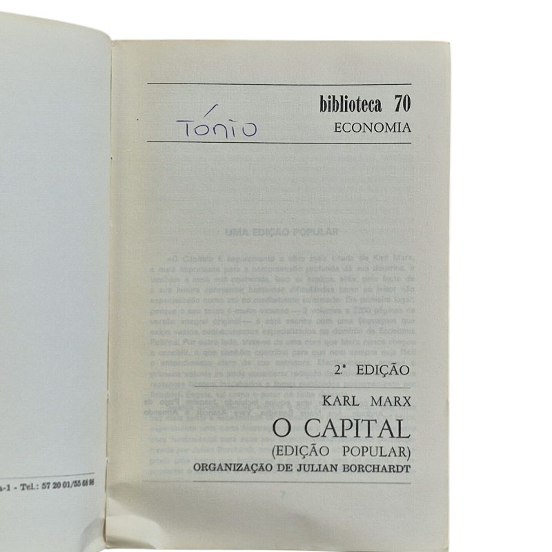 O Capital (Edição Popular) – Karl Marx (1974, 2.ª edição)