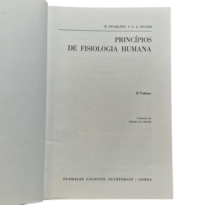 Princípios de Fisiologia Humana – E. Starling e C. L. Evans (1978, 2.ª edição)