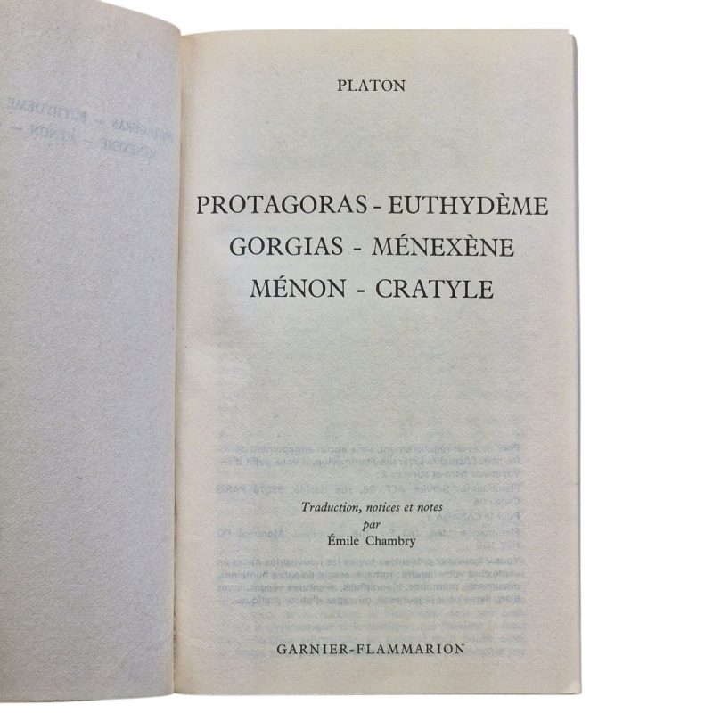 Protagoras et autres dialogues – Platon (1967)