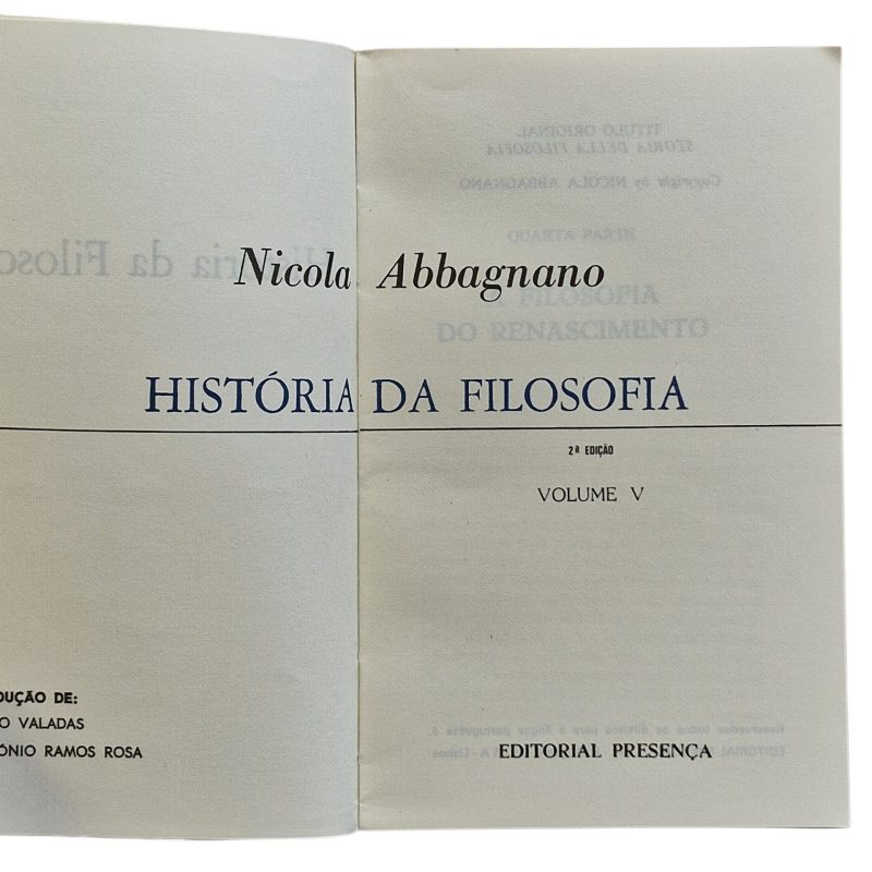 História da Filosofia – Volume V – Nicola Abbagnano (1978, 2.ª edição)