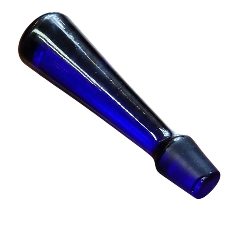 Garrafa decorativa em vidro soprado azul cobalto com tampa