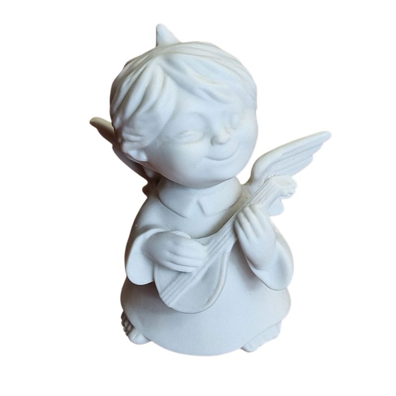 Anjo maroto em biscuit com bandolim - Vista Alegre