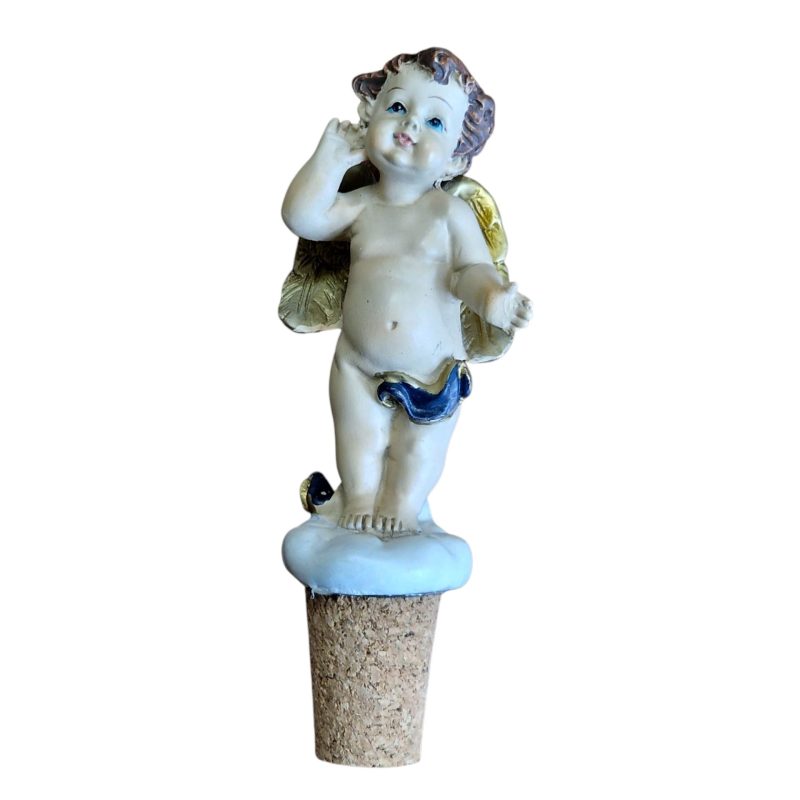 Rolha de garrafa com anjo em resina pintada – Pobra