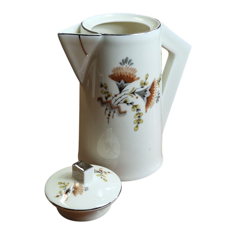 Serviço de chá Vista Alegre com 15 peças – decoração floral com pormenores em prata