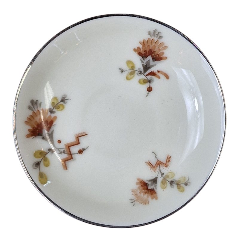 Serviço de chá Vista Alegre com 15 peças – decoração floral com pormenores em prata