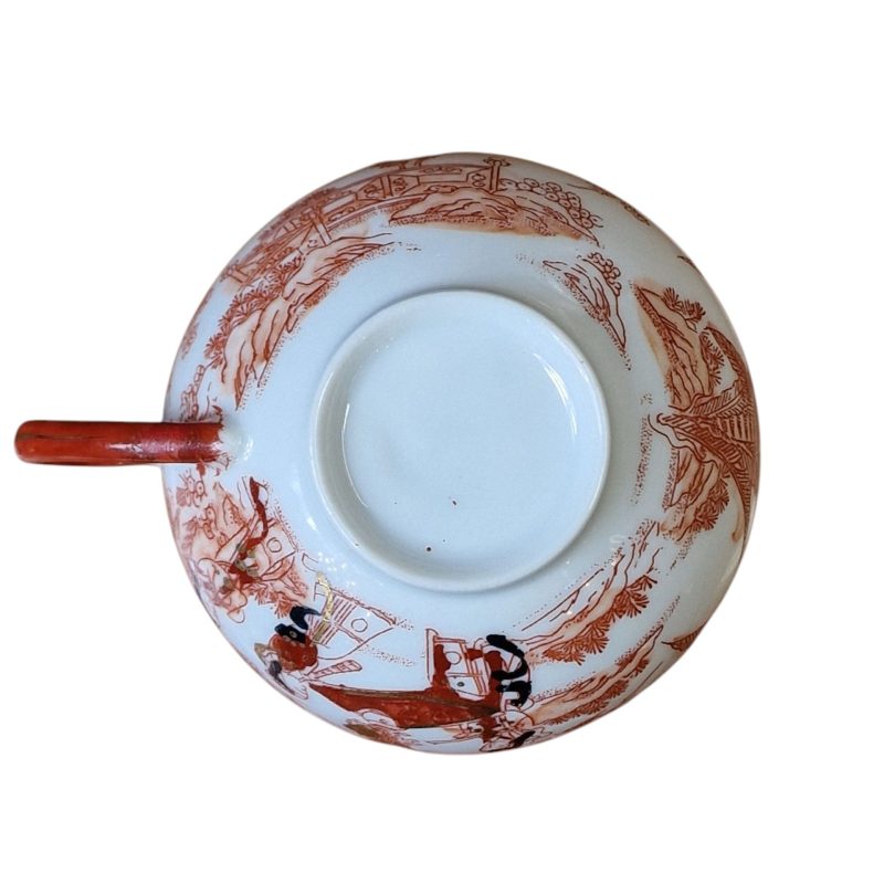 Conjunto de chá japonês com decoração oriental e gueixa em lithophane