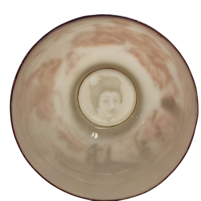 Conjunto de chá japonês com decoração oriental e gueixa em lithophane