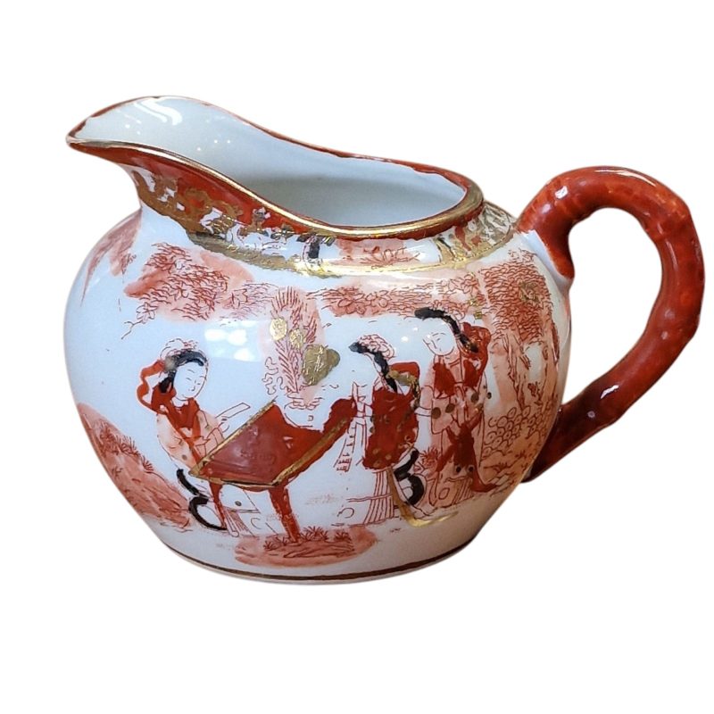 Conjunto de chá japonês com decoração oriental e gueixa em lithophane