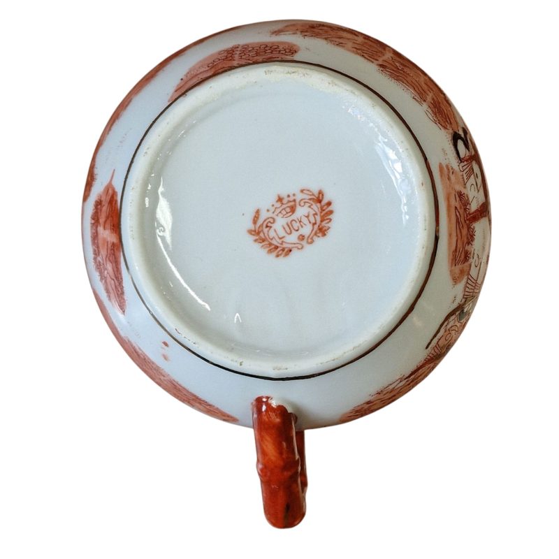 Conjunto de chá japonês com decoração oriental e gueixa em lithophane
