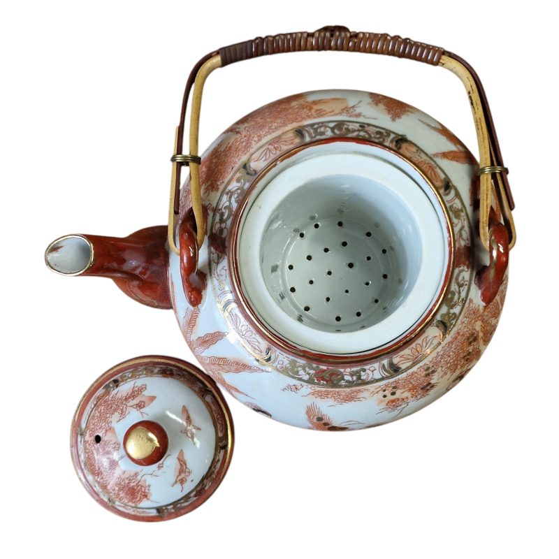 Conjunto de chá japonês com decoração oriental e gueixa em lithophane