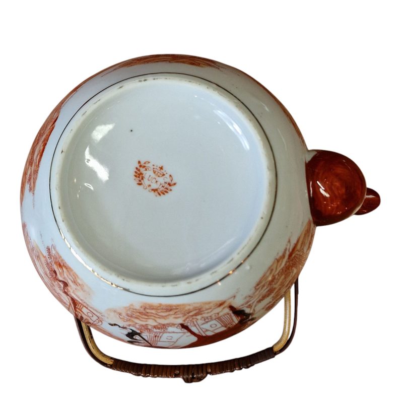 Conjunto de chá japonês com decoração oriental e gueixa em lithophane
