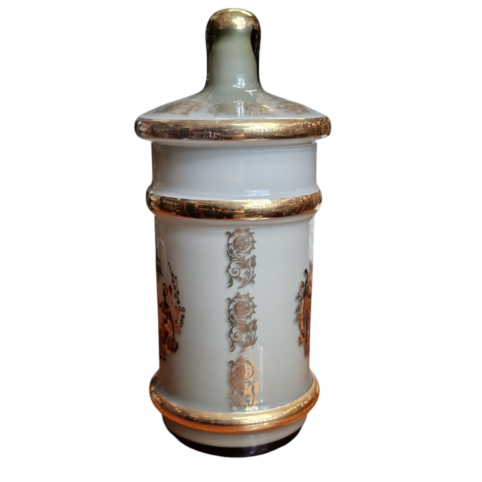 Pote cerâmico decorativo com tampa – motivos neoclássicos