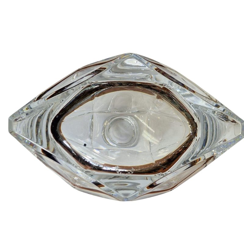 Garrafa em cristal Atlantis com tampa facetada âmbar