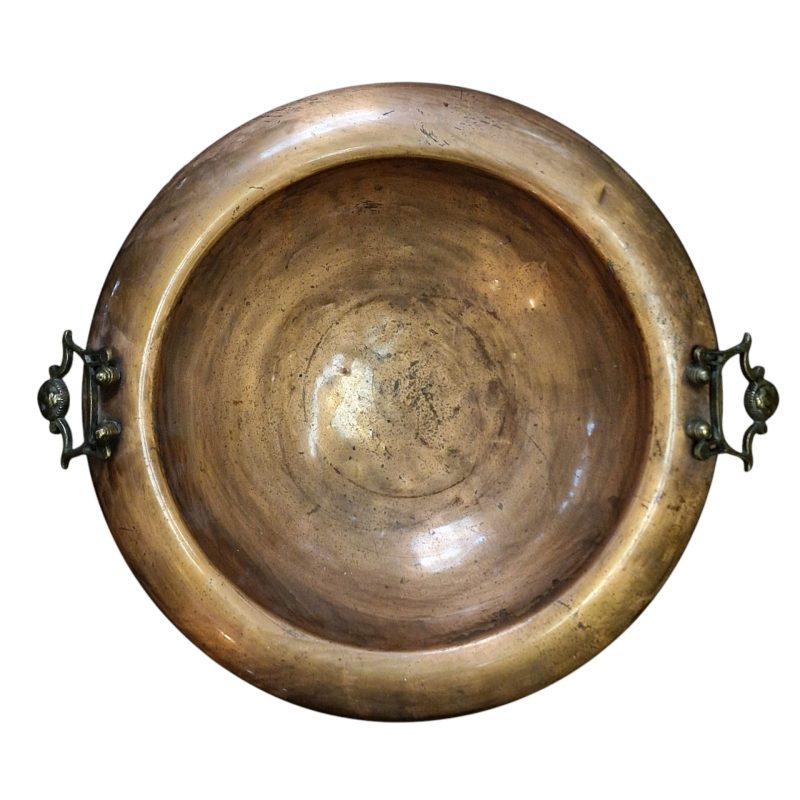 Braseiro em cobre com suporte em ferro forjado