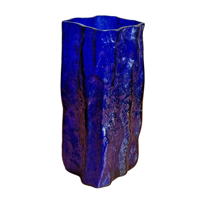 Vaso decorativo em vidro artístico azul cobalto
