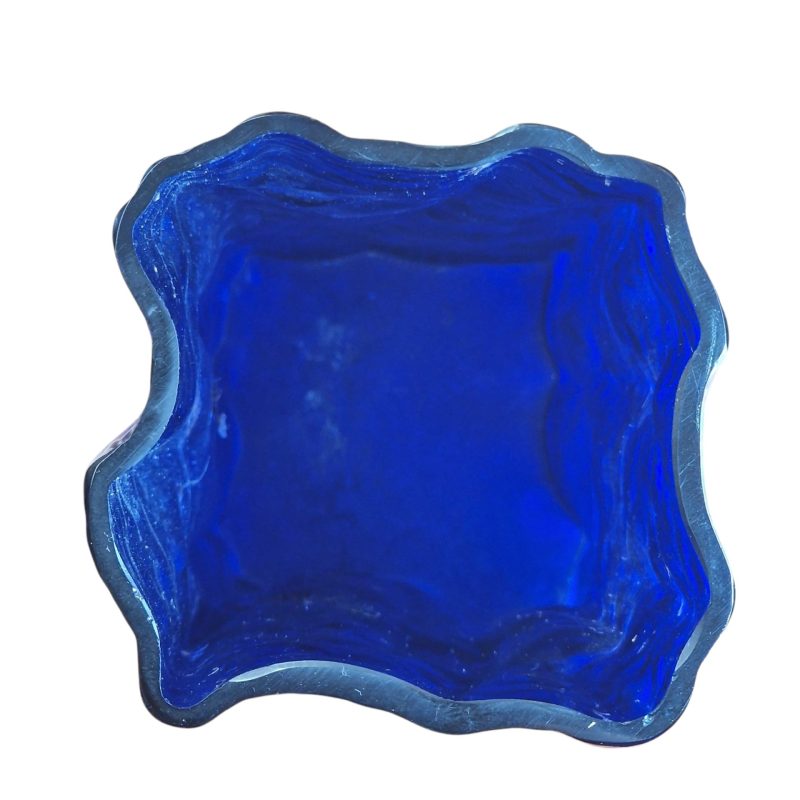 Vaso decorativo em vidro artístico azul cobalto