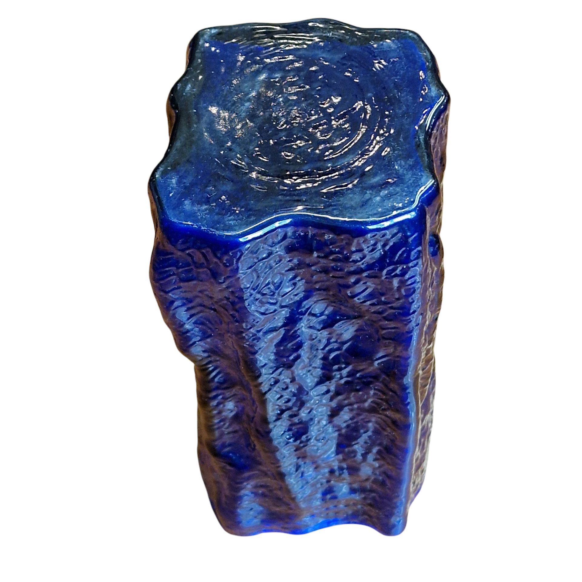 Vaso decorativo em vidro artístico azul cobalto