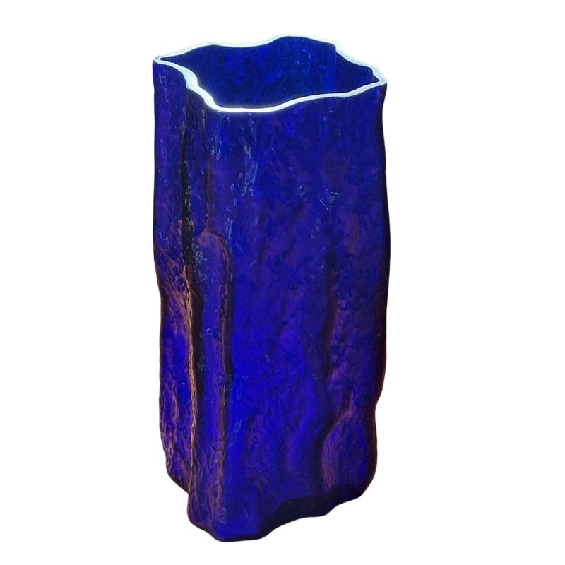 Vaso decorativo em vidro artístico azul cobalto