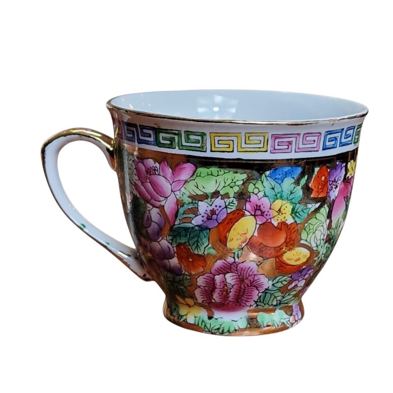 Conjunto de Chá Chinês "Made in China" com Decoração Floral Multicolorida
