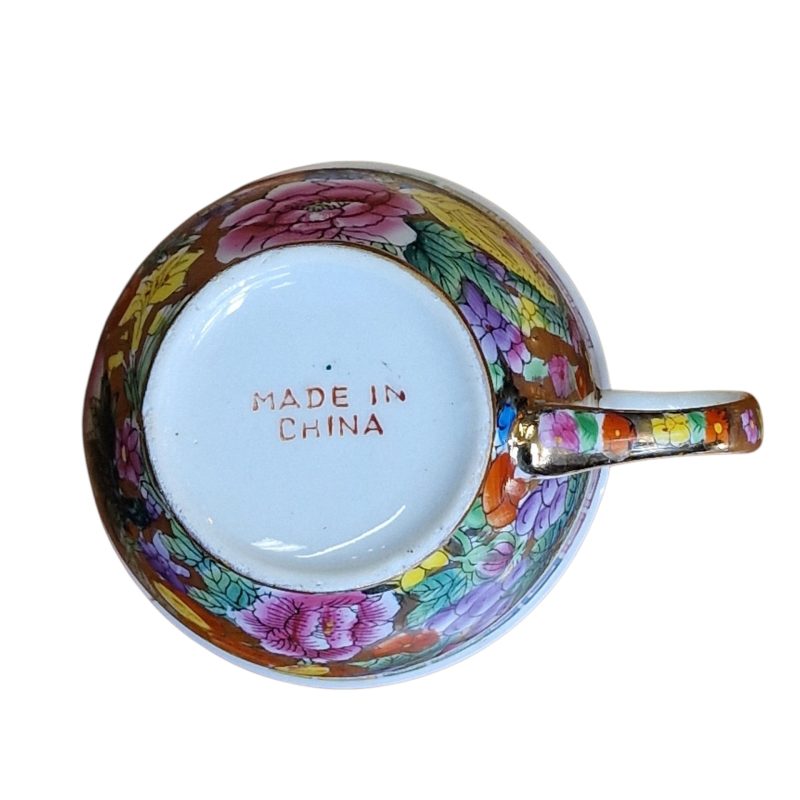 Conjunto de Chá Chinês "Made in China" com Decoração Floral Multicolorida