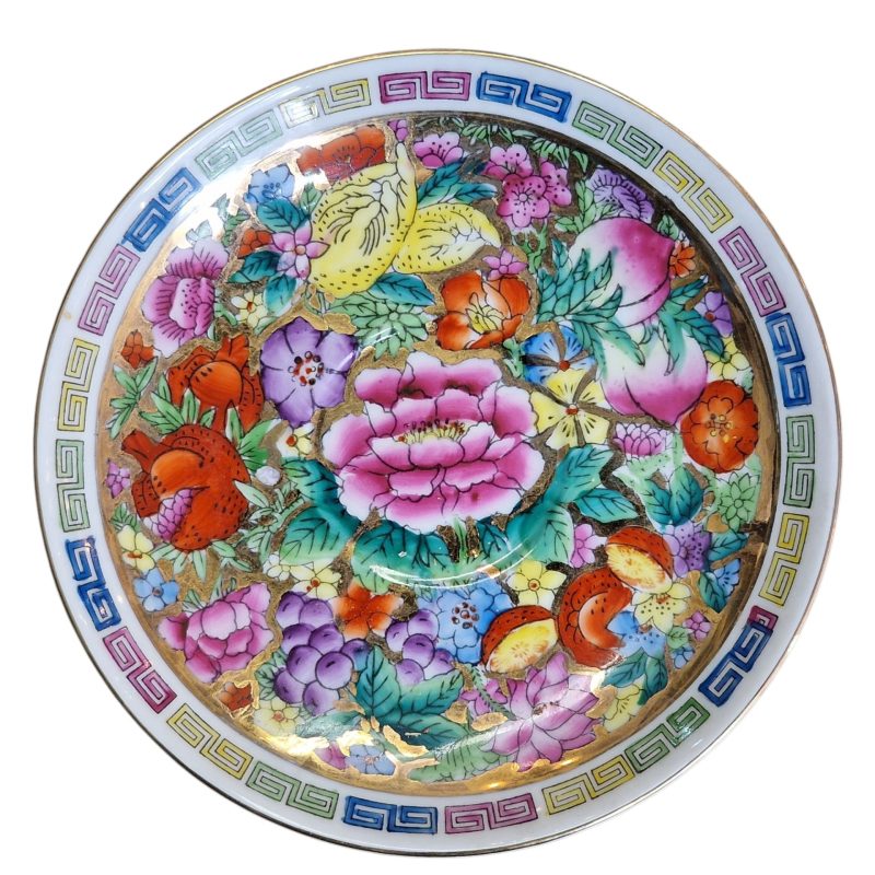 Conjunto de Chá Chinês "Made in China" com Decoração Floral Multicolorida