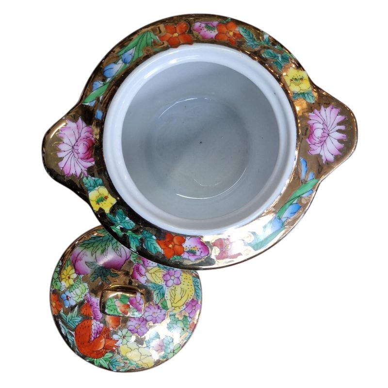Conjunto de Chá Chinês "Made in China" com Decoração Floral Multicolorida