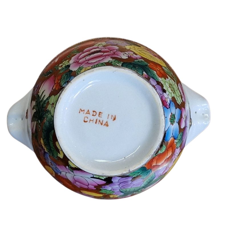 Conjunto de Chá Chinês "Made in China" com Decoração Floral Multicolorida