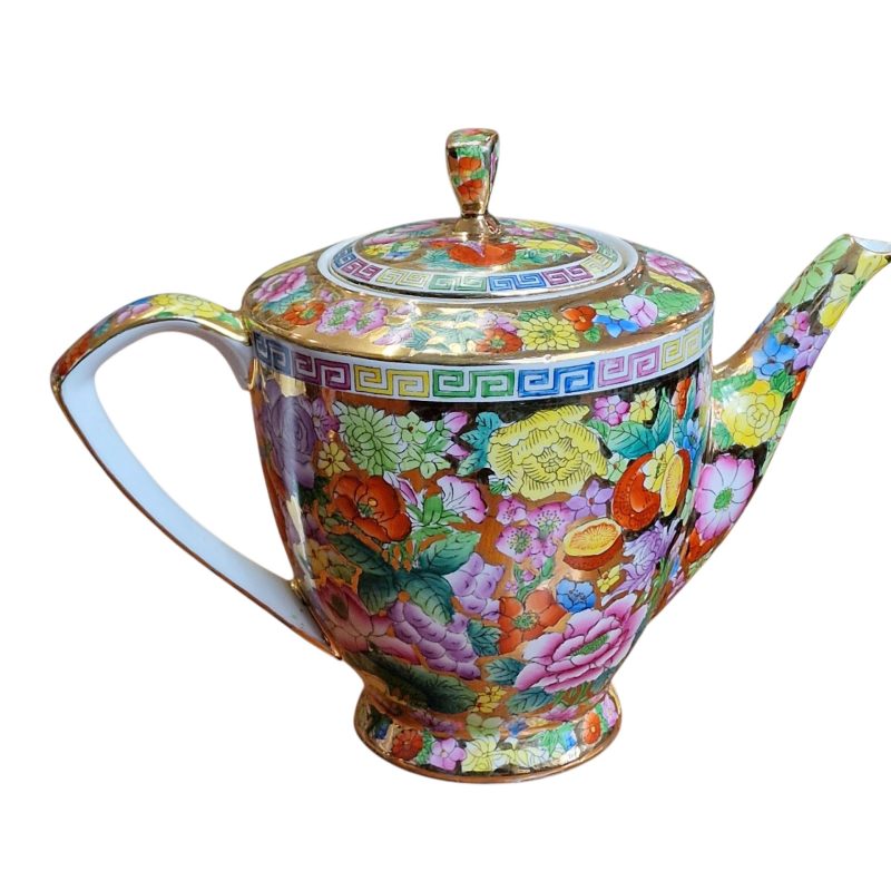 Conjunto de Chá Chinês "Made in China" com Decoração Floral Multicolorida